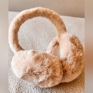 Beige Faux Fur Ear Muffs . One Size Fits All
